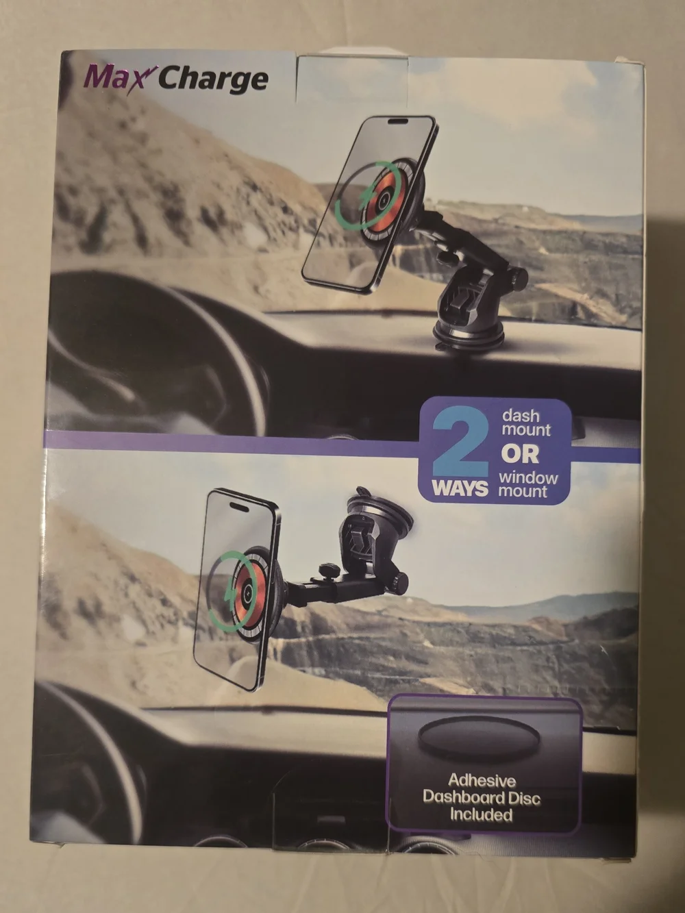 Black Phone Mount & Wireless Charger 15W Fast Charge